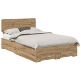 Bed Frame with Drawer Artisan Oak 120 x 190 cm Engineered Wood 3412408