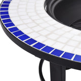 Mosaic Fire Pit Blue and White 68cm Ceramic 46720