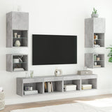 8 Piece TV Wall Units with LED Concrete Grey Engineered Wood 3216593