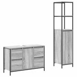Bathroom Furniture Set with Drawer 2 pcs Grey sonoma and Black 3328377