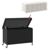 Garden Storage Box with Wheels Black 110x55x73 cm Poly Rattan 4103826