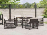 Garden Dining Set 5 pcs Black Poly Rattan 3380617