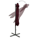 ZNTS Cantilever Garden Parasol with Pole and LED Lights Bordeaux Red 300cm 312334