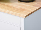 Kitchen Trolley, Kitchen Island on Wheels, w/ Wood Top, 3 Shelves and Storage Cupboard, White T3398P341326