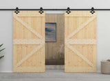Sliding Door 100 x 210 cm Solid Pine Wood Natural and Black 3444866