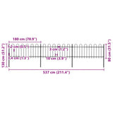 Garden Fence with Hoop Top Steel 537x80 cm Black 277649