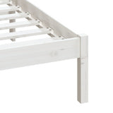 Bed Frame White Solid pine wood Double Appealing Design 3100570