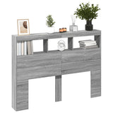 Headboard Cabinet with LED Grey Sonoma 140x17x102 cm 839201