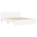 Bed Frame White Engineered Wood, Plywood King Size Modern 3207602
