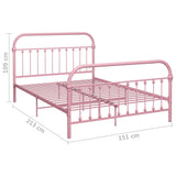 284513 Bed Frame without Mattress Pink Metal 140x200 cm