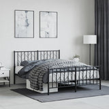 Metal Bed Frame without Mattress with Footboard Black 135x190cm 374454