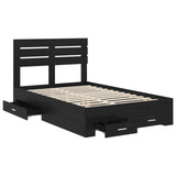 Bed Frame with Drawer with Headboard Manual Engineered Wood 3411660