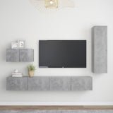 4 Piece TV Cabinet Set Concrete Grey Engineered Wood 3079096