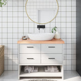 Bathroom Countertop Light Brown 100x60xcm Treated Solid Wood 3156136