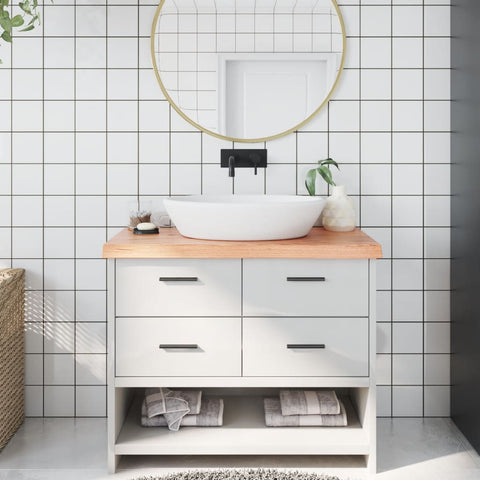 Bathroom Countertop Light Brown 100x60xcm Treated Solid Wood 3156136