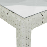 Garden Table 150x90x75 cm Tempered Glass and Poly Rattan White 316709