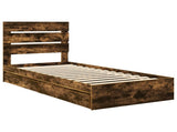 Storage Bed with Drawer Smoked Oak 90 x 200 cm Engineered Wood 3411926