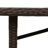 Garden Table with Glass Top Brown 240x90x75 cm Poly Rattan 365598