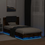 Bed Frame Smoked oak Engineered wood, Plywood Single Lights 3210035