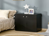 Storage Cabinet w/ Two Shelves Wooden Sideboard Freestanding Kitchen Cupboard Bookcase - Black T3398P340986