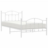Metal Bed Frame without Mattress with Footboard White 107x203cm 353502