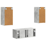 TV Cabinet Set Wall-mounted 2 pcs Concrete Grey Engineered Wood 3408964