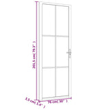 Interior Door 76x201.5 cm White ESG Glass and Aluminium 350572