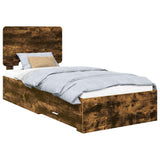 Bed Frame with Headboard Smoked Oak 90 x 190 cm Engineered Wood 3412841