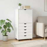 Rolling Cabinet White 53 x 39 x 103 cm Solid Pine Wood 42028369