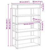 Shoe Rack Grey Sonoma 60x30x98 cm Engineered Wood 859928