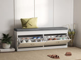 Shoe Storage Bench with Flip Drawers, Shoe Cabinet with Seat Cushion and Adjustable Shelf for T3398P341260