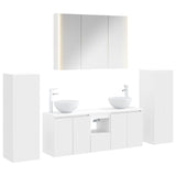 Bathroom Furniture Set 6 pcs White Engineered Wood and Glass 3407151