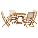 5 Piece Garden Dining Set Cream White Fabric and Solid Wood 3281820