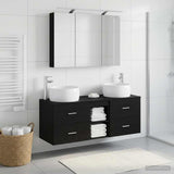 Bathroom Furniture Set 4 pcs Black Oak 100 x 14.5 x 70 cm 3407016