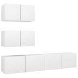 4 Piece TV Cabinet Set White Engineered Wood 3078710