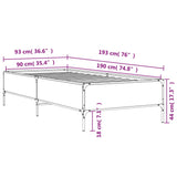 ZNTS Bed Frame Sonoma Oak 90x190 cm Single Engineered Wood and Metal 844987