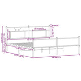 Metal Bed Frame without Mattress Sonoma Oak 183x213 cm 3325126