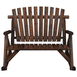 Garden Rocking Bench Burned look Solid spruce wood 2-Seater 363350