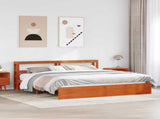 Bed Frame with Headboard Wax Brown 200 x 200 cm Solid Pine Wood 3422771