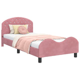 Children's Bed Frame with Headboard Pink 80 x 200 cm Velvet 42011116