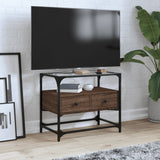 TV Cabinet with Glass Top Brown Oak 60x35x51 cm Engineered Wood 846058