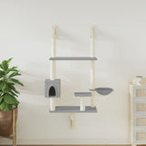 Wall-mounted Cat Tree with Scratching Post Light Grey 153 cm 172405