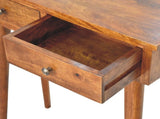 Solid Wood Mini Chestnut Hallway Console, 2 Drawers, Nordic Legs, Chestnut, Brown B2743P403207