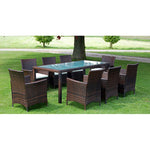 ZNTS 9 Piece Outdoor Dining Set with Cushions Poly Rattan Brown 43125