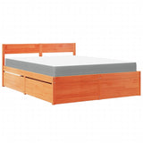Bed with Drawers and Mattress Wax Brown 140x200 cm Solid Wood Pine 3281900