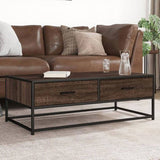 Coffee Table Brown Oak 100x50x35 cm Engineered Wood and Metal 848783
