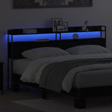 Headboard with Shelf Black oak 200 cm Engineered wood 859715