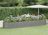 Garden Raised Bed Galvanised Steel 368x80x68 cm Grey 318964