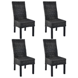 Dining Chairs 4 pcs Black Kubu Rattan and Mango Wood 275469