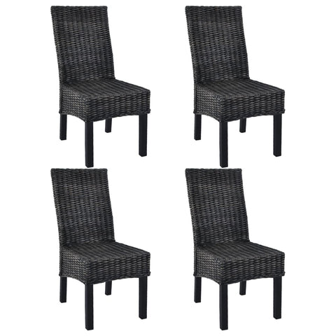 Dining Chairs 4 pcs Black Kubu Rattan and Mango Wood 275469